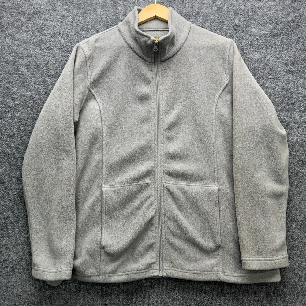 Bass Pro Shops Fleece Jacket Men's XL Gray Full Zip Mock Neck Outdoor Pockets